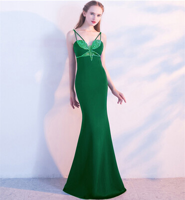 

Evening dress female party princess noble sexy elegant slim black fish tail dress dress