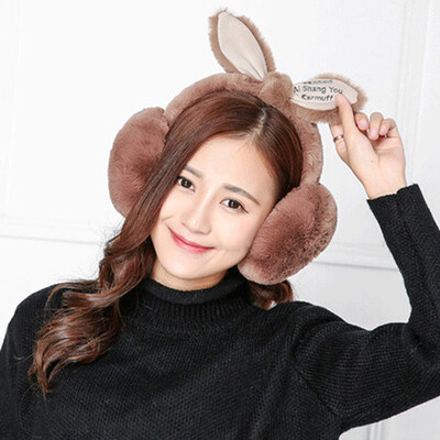 

AdjustableElegant Rabbit Fur Winter Earmuffs For Women Warm Earmuffs Ear Warmers Gifts For Girls Cover Ears Fashion Brand