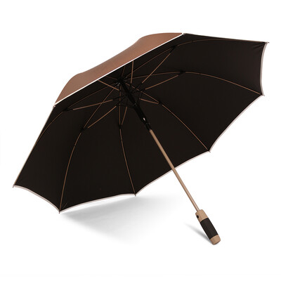 

Heaven 8 bones increase strong anti-storm luminous straight bar umbrella impact black plastic UV protection UPF50 long handle business umbrella 10030ECLL brown