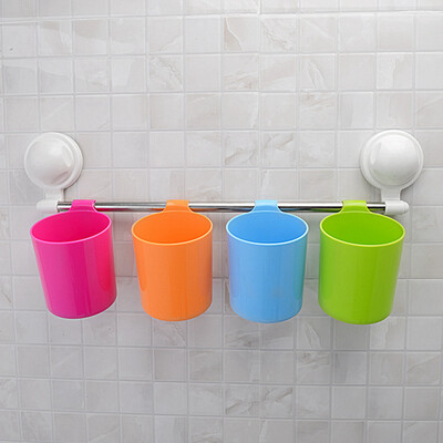 

mymei Wall Suction Cup Pocket Bathroom Kitchen Toothbrush Stuff Organizer Holder 96522
