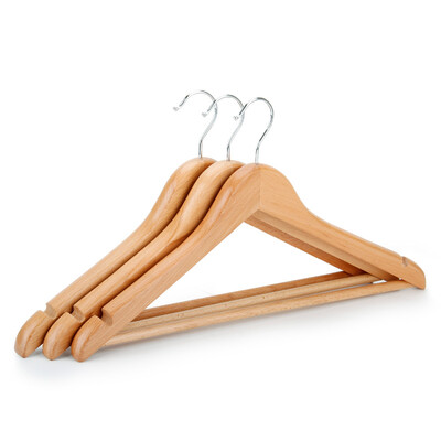 

Additives hangers solid wood hangers suits beech wood drying racks non-slip wood color pants pants wide shoulders without clothes drying racks environmentally friendly wooden hangers three YX-0745