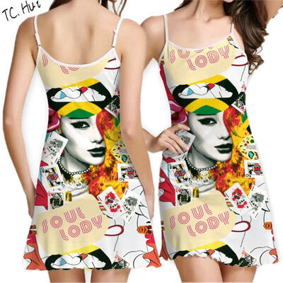 

2017 Summer Real Knee-length Straight Dress Women Fashion Bohemia Floral Printing Harness Dress
