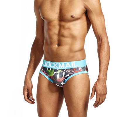 

JOCKMAIL Mens Underwear Low-Waist Print Mens Briefs Personality Python Print-Print Mens Briefs