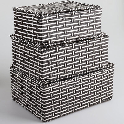 

YoujialiangpinPlastic leather woven multi-purpose storage basket storage box storage box pure hand-woven storage basket storage box 3 sets of coffee color