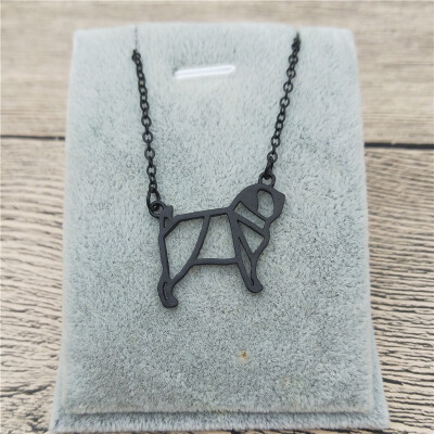 

New Origami Pug Necklace Trendy Style Origami Pug Pendant Necklace Women Fashion Pet Dog Jewellery