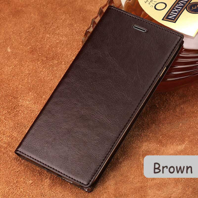 

Genuine Leather flip Case For iPhone 6 7 8 Plus X Oil Wax Leather Suction cup phone cover