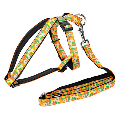 

H Lok retro vintage series TH strap set collar saddle chest back dog chain - medium dog suit camouflage green