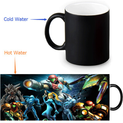 

Metroid 350ml / 12oz Heat Reveal Mug Color Change Чашка кофе Чувствительные морфинг-кружки Волшебная чашка для чайных чашек