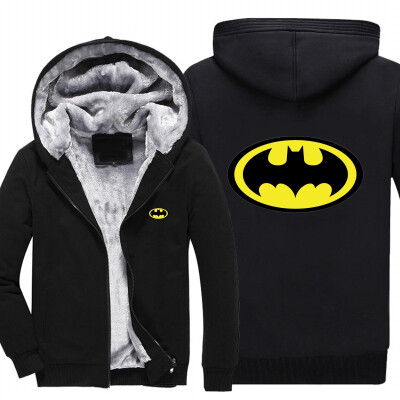 

2018 New USA SIZE Men Winter Autumn Hoodies Batman pattern Fleece Coat Baseball Uniform Sportswear Jacket wool