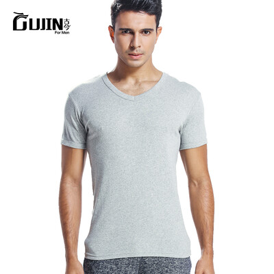 

Ancient&modern mens cotton youth mens short-sleeved T-shirt mens solid color Korean version of loose casual sports shirt t-shirt male EAGSJ52 round neck - black XL