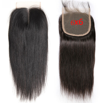 

Beautiful Osolovely Hair Brazilian Straight Hair Lace Closure 6X6 Middle Part Closure Natural Black Color Non-remy Hair 100 Human
