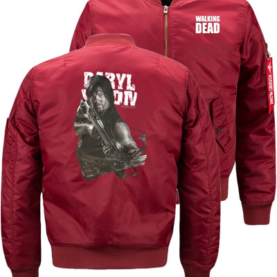 

Walking dead Bomber Flight Flying Jacket Winter thicken Warm Zipper Men Jackets Anime Mens Casual Coat