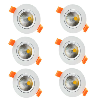 

6pcs 5W White light Dimmable LED COB chip downlight dimmer Recessed white led lamp epistar LED Ceiling light Spot Light ceiling