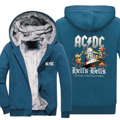 

2018 New Design AC DC Bell Skull Mens Hoodies I Got My Bell Gonna Take Ya To Hell Thicken Zipper man hoodies sweatshirt USA size