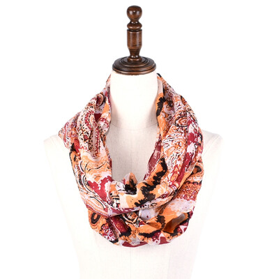 

Jeouly infinity scarf women flower printed loop scarf Female Small Rose Print Ring Scarves Infinity Shawl Wrap