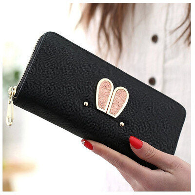 

Rabbit Ears New Fashion Long Zipper Wallet PU Purse for Woman Card Holder Credit Cards Slots Design Button Phone Case