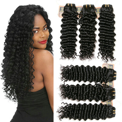 

YAVIDA Hair Malaysian Deep Wave hair 3 Bundles Malaysian Curly Hair Extensions Cheap Human Hair