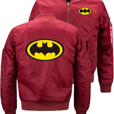 

New Batman pattern Bomber Flight Flying Jacket Winter thicken Warm Zipper Men Jackets Anime Mens Casual