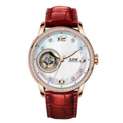 

Luxury ADW Brand Ladies Watch Pearl Dial Leather Strap Automatic Mechanical Watch Women Clock Waterproof Fashionable Watch