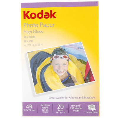 

Kodak 4R 6-дюймовый 180г / кв.м Kodak High Gloss Photo Paper 20 / упаковка