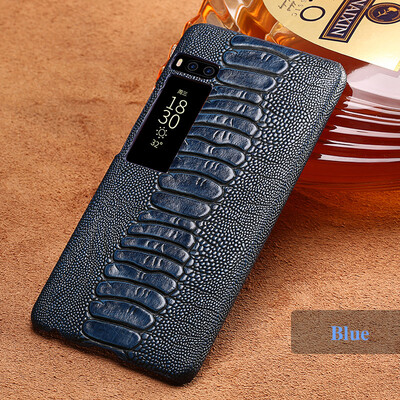 

Genuine Leather Phone Case For Meizu Pro 7 Case Ostrich Foot Texture Back Cover For Pro 6 Pro 5 Plus Case