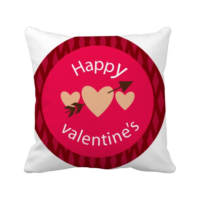 

Pink Happy Valentines Day Heart Arrow Square Throw Pillow Insert Cushion Cover Home Sofa Decor Gift