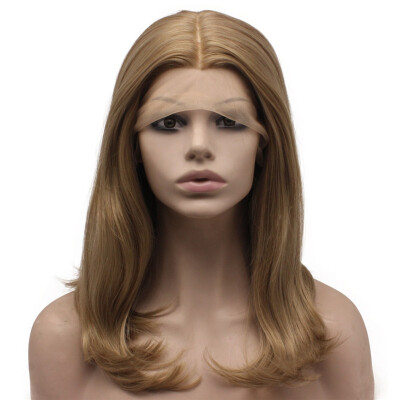 

Should Length Ash Blonde Middle Part Lace Front Wig Synthetic