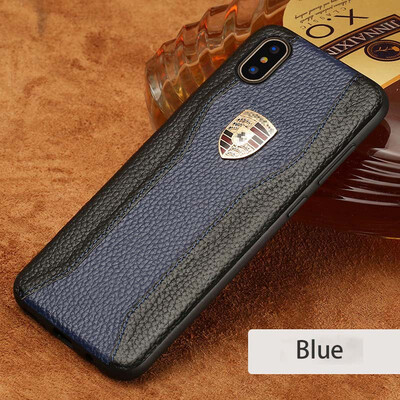 

LANGSIDI натуральный кожаный чехол для iPhone X Высокое качество Litchi Texture Car Logo Back Cover