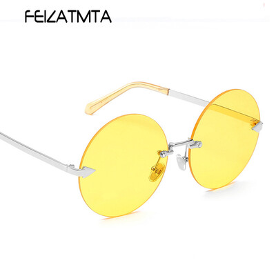 

FEIZATMTA Новые солнцезащитные очки для женщин бренда Vintage Round Ocean Color Линзы для очков из металла Рамка для очков Lady Fashion Oculos UV400