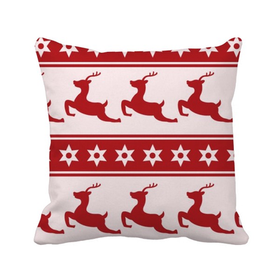 

Christmas Elk Star Red Festival Square Throw Pillow Insert Cushion Cover Home Sofa Decor Gift