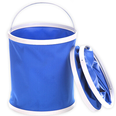 

Chic portable folding bucket outdoor camping car wash fishing bucket wash foam foot multi-function folding storage bucket 13L blue