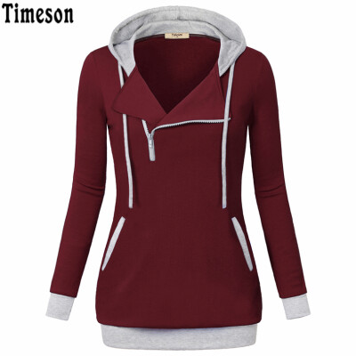 

2018 Fashion Women Hoodies Zipper Pullovers Long Sleeve Packet Casual Tracksuit Patwork Sweatershirt Female Plus Size Red Hoodies