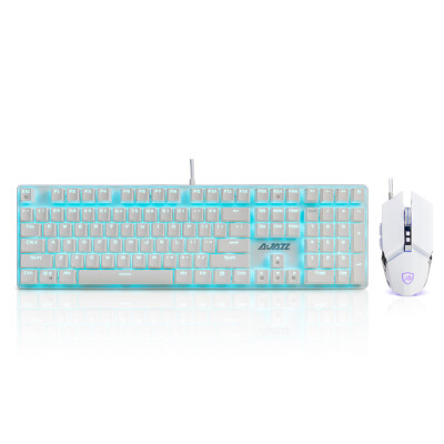 

Black Jue AJAZZ mechanical tyrannosaurus cable game mechanical keyboard&mouse set computer sports Jedi survival mouse&keyboard set white black axis bl