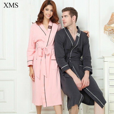 

Mens Stain Robe Bamboo Fiber Bathrobe Men  Plus size Sleepwear Modern Style Soft Embroidery Label Nightgown for Male Summer