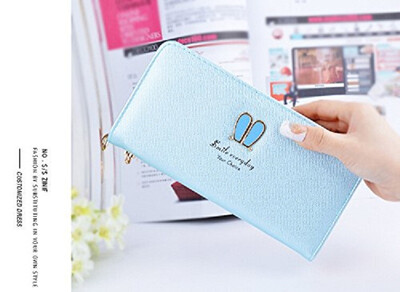 

Womens Cross Grain Long Clutch Wallet with Rabbit Ear Rivet PU Leather Wallet PU Leatherrse