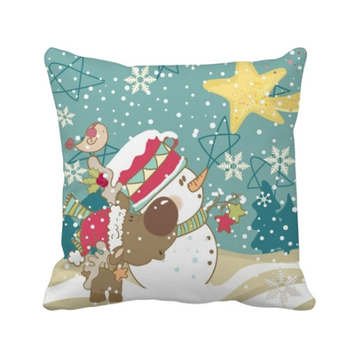 

Christmas Snowman Snowflake Dog Festival Square Throw Pillow Insert Cushion Cover Home Sofa Decor Gift