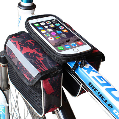 

Qidian bicycle beam bag mountain bike front bag touch screen mobile phone bag to increase saddle bag on the tube package frame bag bicycle accessories