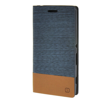 

MOONCASE Sony Xperia C4 чехол Canvas fabric Leather Card Wallet Slot Flip Bracket Back чехол Cover Blue