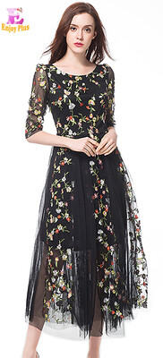

L XL XXL 3XL 4XL 5XL plus size lace elegant summer 2018 long dress women big size half sleeve lace flower embroidery maxi female