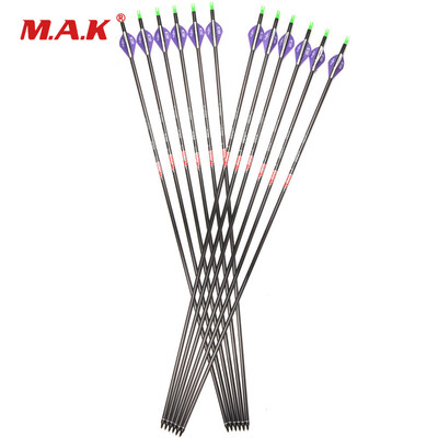 

12 шт. Углеродная стрела 30,5 "Spine 340 с 2" Blazer Plastic OD7.6mm для соединения лука Стрельба из лука Охота / стрельба
