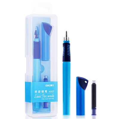 

Deli deli EF Mingjian Youshang Series Correction Pens Pens Positive posture Pen Student Words Walk Set Can be loaded with pendants Ink Blue A907