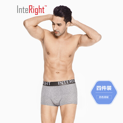 

INTERIGHT Panties Mens Stretch Wide Elastic Solid Color Smoothing Boxer 4 Boxed Bright Color Group A XXL