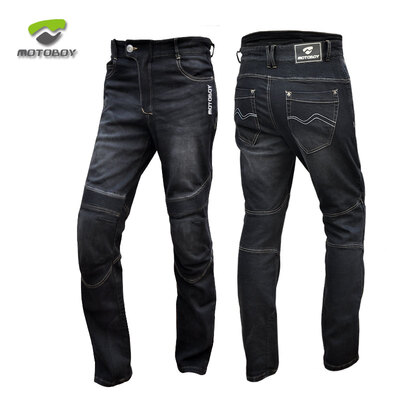 

MOTOBOY motorcycle riding pants jeans shatter-resistant comfort high elastic self-cultivation casual racing pants with CE knee pads shin guard DP01 black 2XL