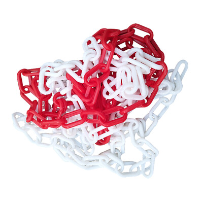 

Tenchi CT warning protective plastic chain road cone chain hotel isolation roadblock cone ice cream cone link safety chain 6mm warning chain red&white 3 meters