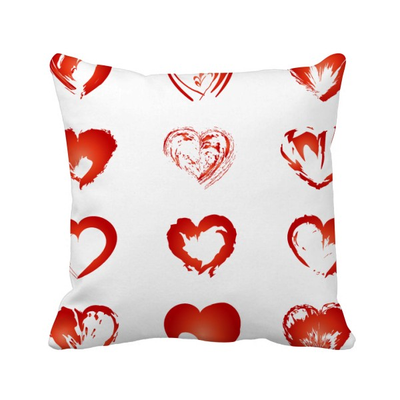 

Valentines Day Hearts Red Sketch Square Throw Pillow Insert Cushion Cover Home Sofa Decor Gift