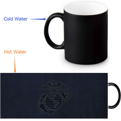 

USMC 350ml12oz Heat Reveal Mug Color Change Coffee Cup Sensitive Morphing Mugs Magic Mug Milk Tea Cups