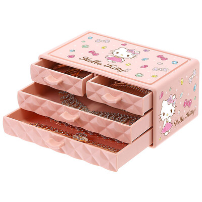 

Hello Kitty Beauty Tools Creative Gifts Makeup Cotton Swabs Jewelry Dust Storage Storage Box Three Layers 4 Drawers Pink KT1325