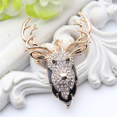 

Классический стиль Женщины Дир Брошь Pin Rhinestone Эмаль Золото Цвет ювелирных шпильки Броши для животных Броши Дамы Лацкан Hijab