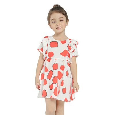 

Girls Summer Dress 2018 New Arrival Print A-Line School Dress For Girl dresses Cotton Casual Style Loose Patchwork Ruffle