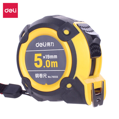 

Deli deli 5m × 19mm with plastic double-sided scale male&female double steel tape measure yellow 79555